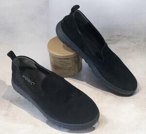Vionic Uptown Willa Women's Sneakers Black Suede Slip On Loafer 9.5 Comfort Shoe